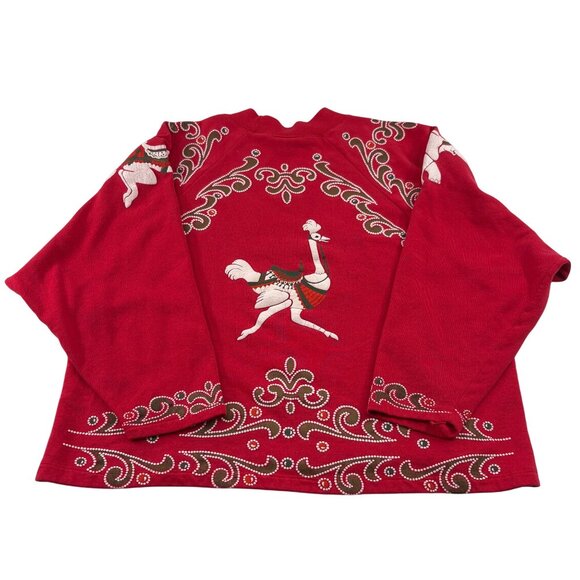Carousel Camel Vintage Embroidered Red Spumoni Sweatshirt Size Large Christmas - Picture 4 of 5